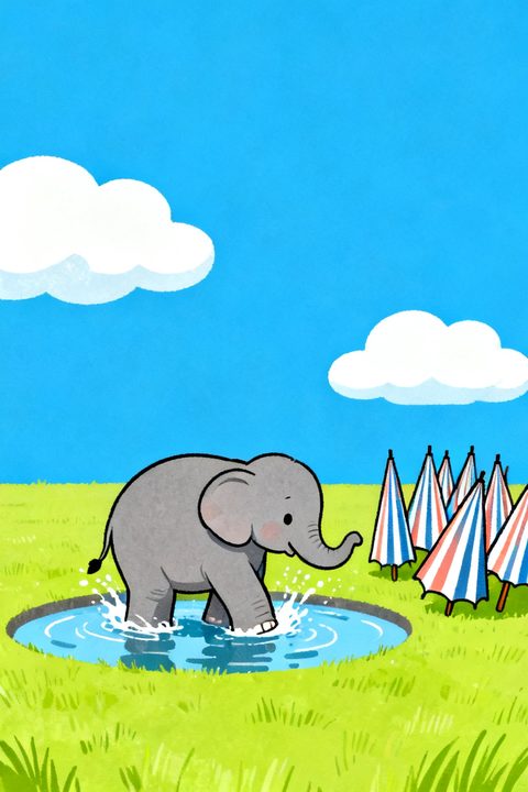 Puddle Elephant — Real output from this prompt