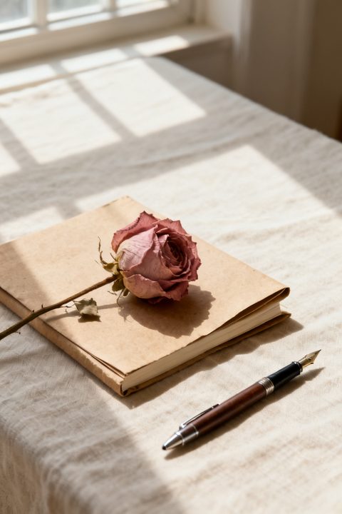 Dried Rose and Pen — Real output from this prompt