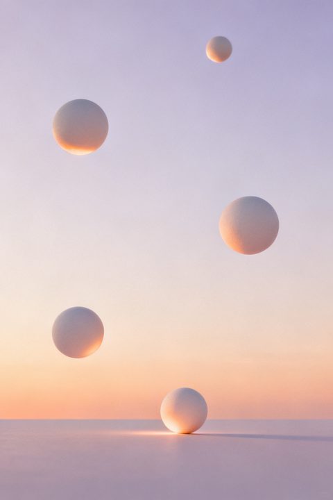 Floating Spheres — Real output from this prompt