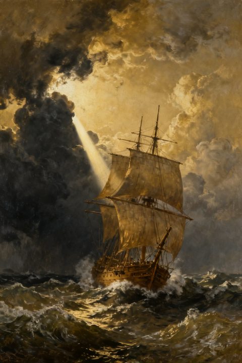 Storm-Lit Ship — Real output from this prompt