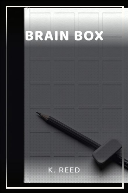 Puzzle & Activity book cover: BRAIN BOX — AI art prompt: A clean grid of empty white squares embossed on thick card, every cell completely blank with no marks of any kind, a sharpened pencil and a soft eraser resting across the lower corner, bright even studio light, crisp white and graphite palette, flat top-down view