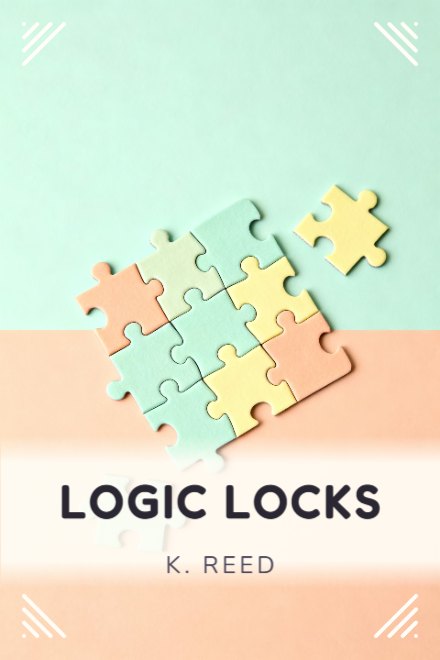 Puzzle & Activity book cover: LOGIC LOCKS — AI art prompt: Interlocking jigsaw pieces in soft pastel card seen from directly above, a few loose pieces waiting beside the joined cluster, gentle even light, mint and peach and butter palette, all surfaces plain with no printed picture