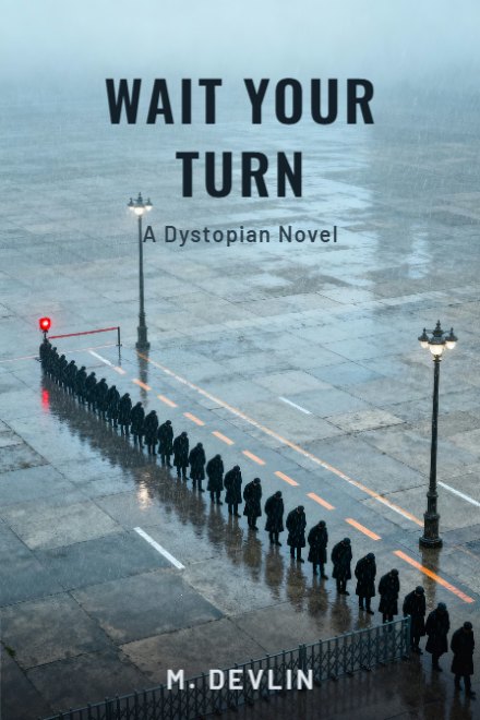 Dystopian book cover: WAIT YOUR TURN