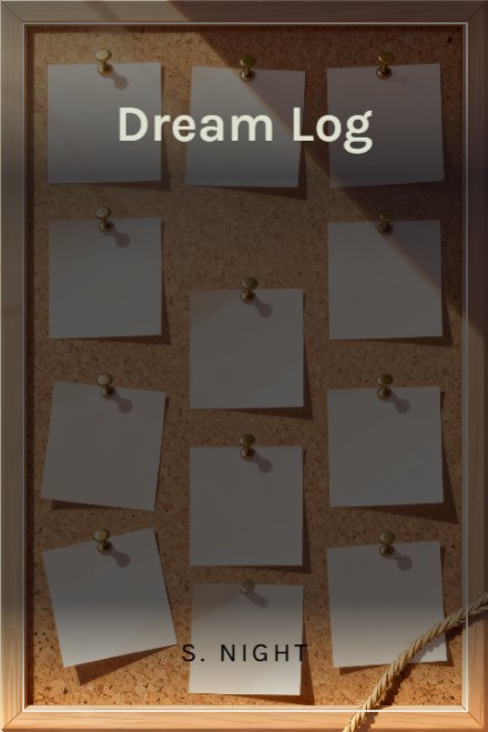 Journal & Planner book cover: Dream Log — AI art prompt: A cork board with blank unmarked paper squares pinned in a loose grid, brass pins catching the light, a length of twine across one corner, soft frontal daylight, warm neutral palette, every paper completely empty