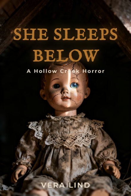 Horror book cover: SHE SLEEPS BELOW