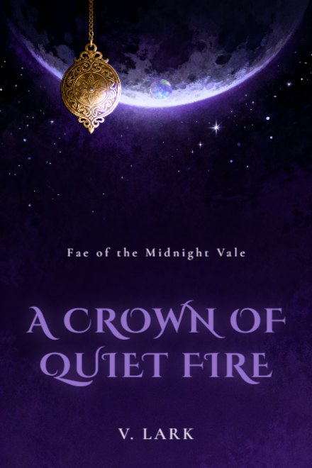 Romantasy book cover: A CROWN OF QUIET FIRE